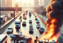 Grave accidente en la General Paz: Triple choque y vehículo incendiado