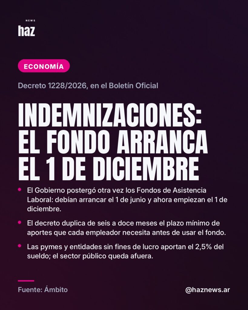 Indemnizaciones: el fondo arranca el 1 de diciembre