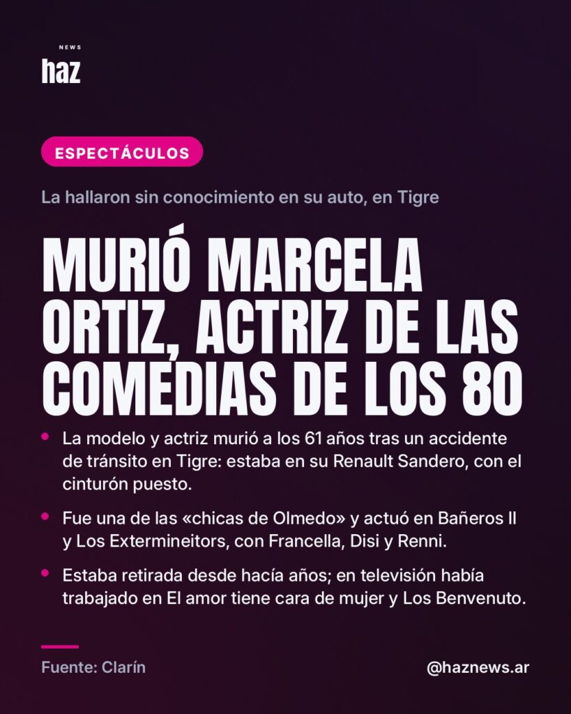 Murió Marcela Ortiz, actriz de las comedias de los 80