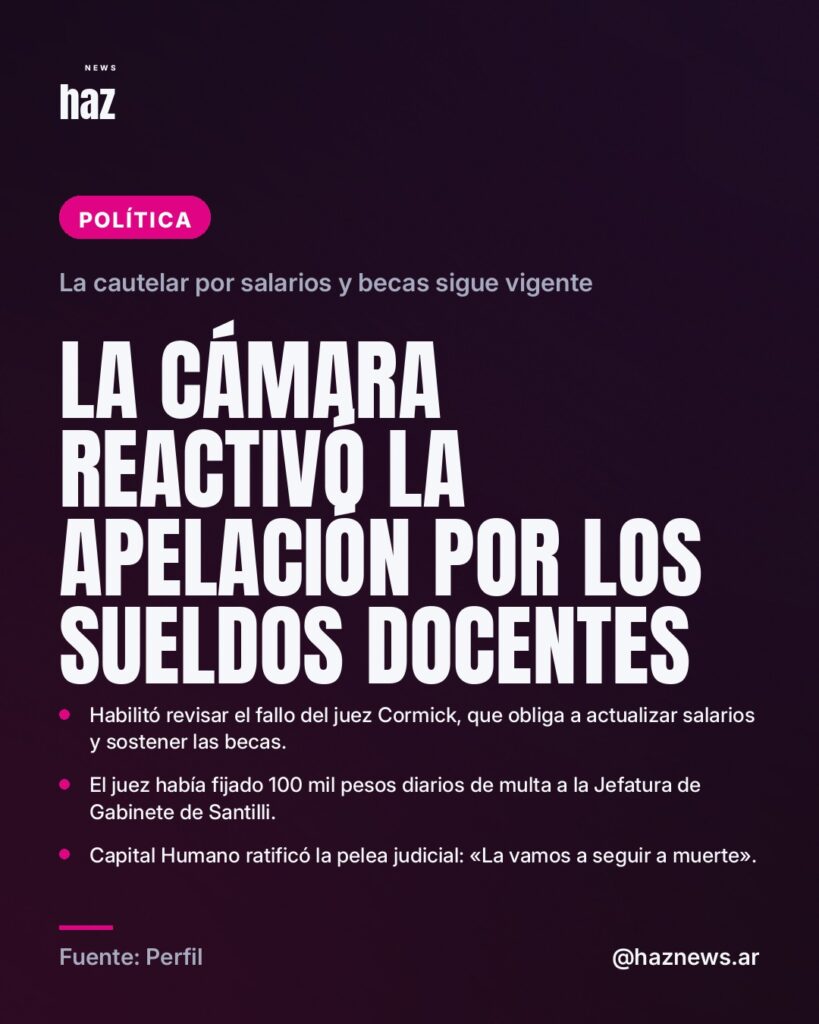 La Cámara reactivó la apelación por los sueldos docentes