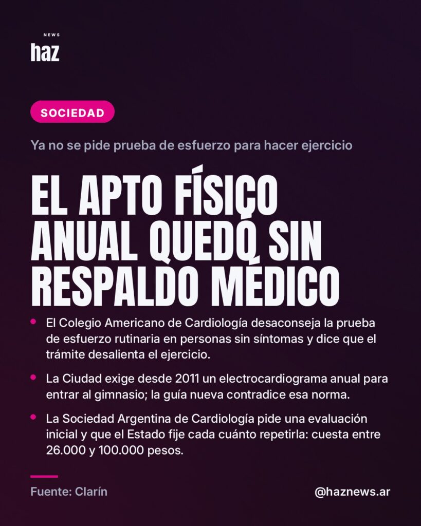 El apto físico anual quedó sin respaldo médico