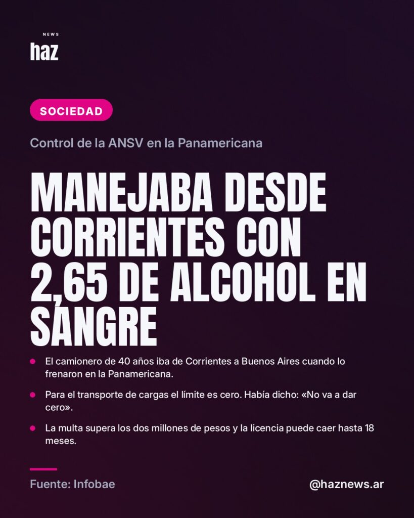 Manejaba desde Corrientes con 2,65 de alcohol en sangre