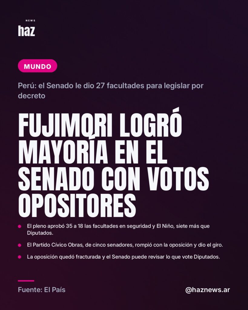 Fujimori logró mayoría en el Senado con votos opositores