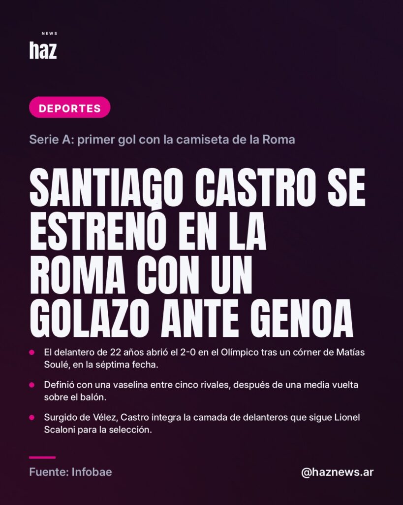 Santiago Castro se estrenó en la Roma con un golazo ante Genoa
