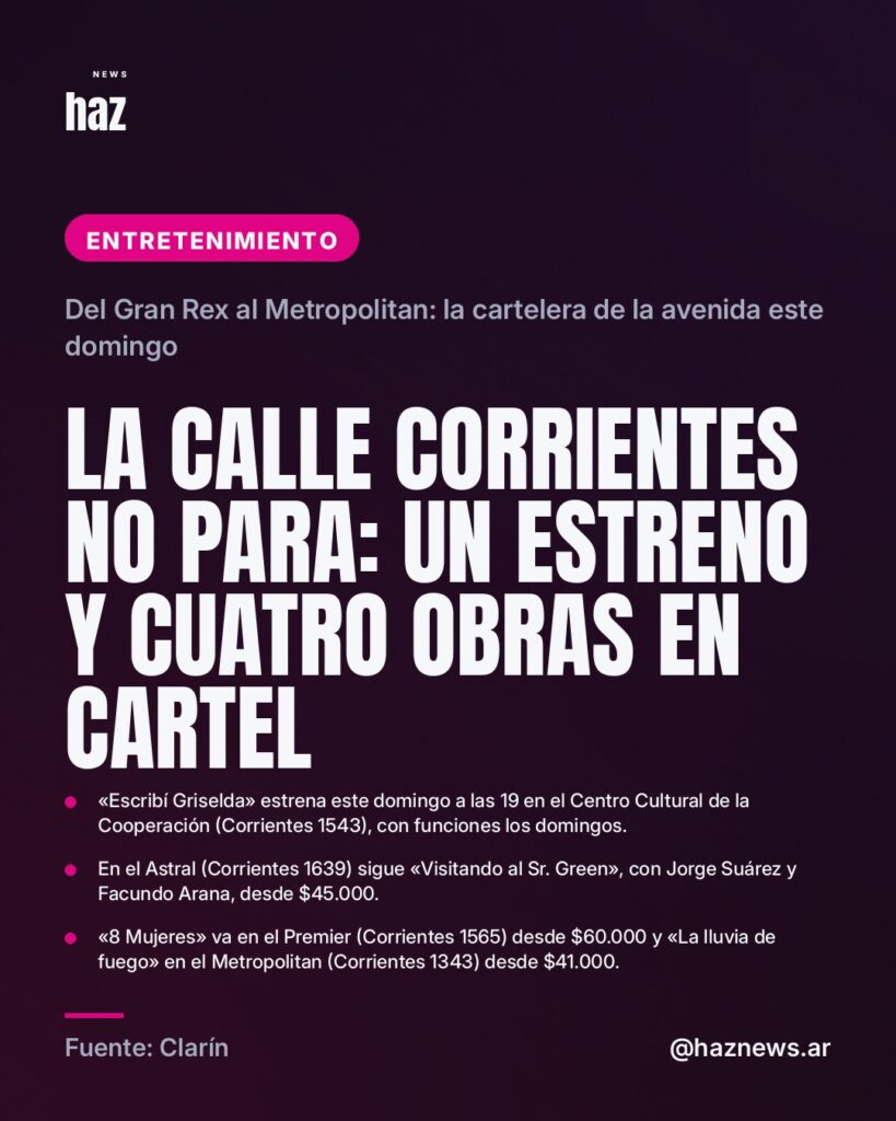 La calle Corrientes no para: un estreno y cuatro obras en cartel
