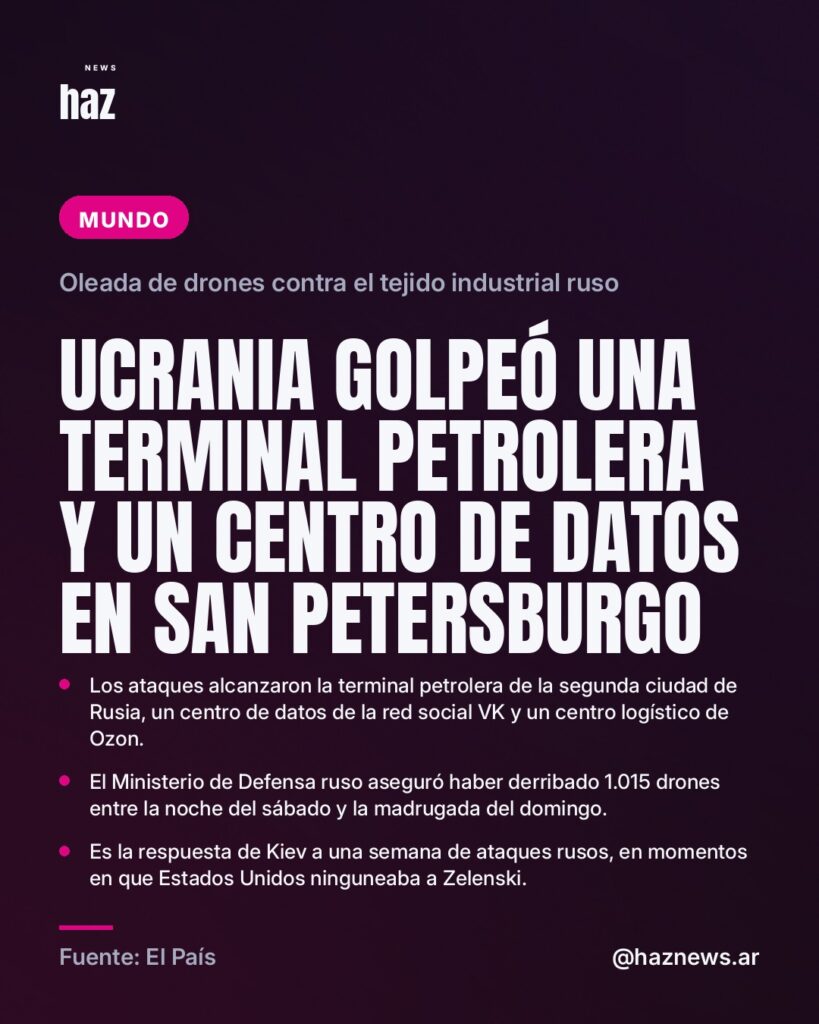 Ucrania golpeó una terminal petrolera y un centro de datos en San Petersburgo