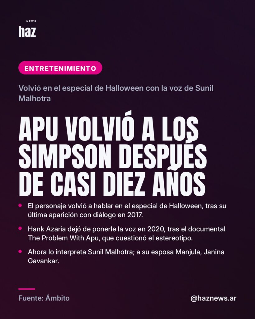 Apu volvió a Los Simpson después de casi diez años