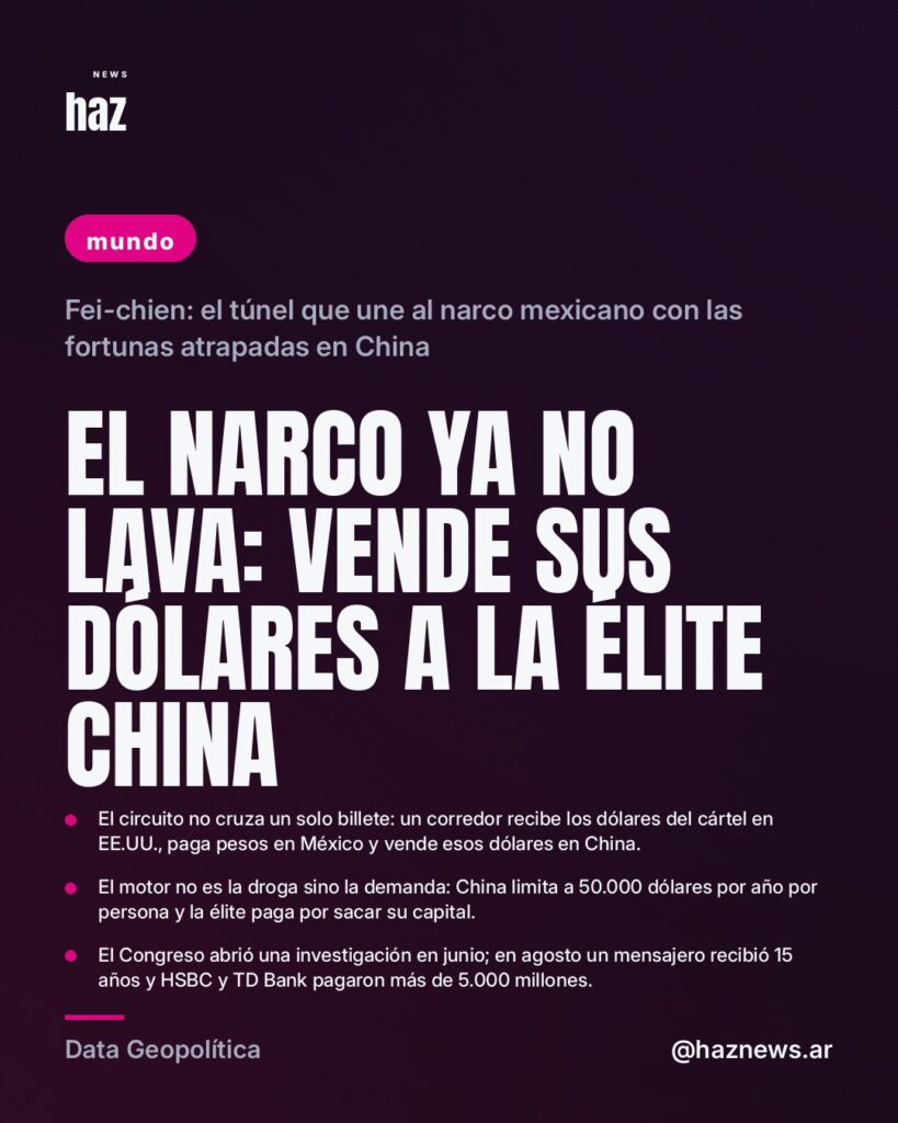 El narco ya no lava: vende sus dólares a la élite china