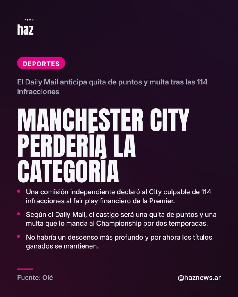 Manchester City perdería la categoría