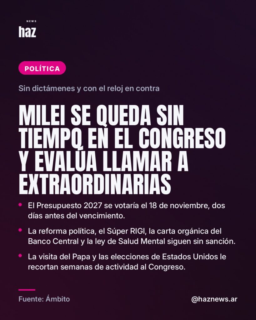 Milei se queda sin tiempo en el Congreso y evalúa llamar a extraordinarias