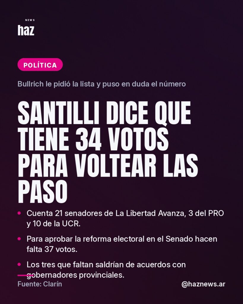 Santilli dice que tiene 34 votos para voltear las PASO